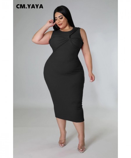 Plus Size Knitted Women Sleeveless Bodycon Midi Dresses for 2022 Summer Ribbed Basic Fashion Ribbed Dress $42.65 - Plus Size ...