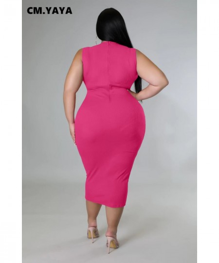 Plus Size Knitted Women Sleeveless Bodycon Midi Dresses for 2022 Summer Ribbed Basic Fashion Ribbed Dress $42.65 - Plus Size ...