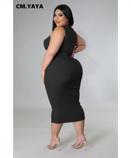 Plus Size Knitted Women Sleeveless Bodycon Midi Dresses for 2022 Summer Ribbed Basic Fashion Ribbed Dress $42.65 - Plus Size ...