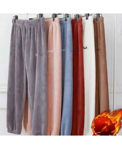 Lady Flannel Pants Women's Sleep Pajama Autumn Winter Warm Home Wear Casual Long Pant Pyjama 6 Colors Thick Trousers Sleepwea...