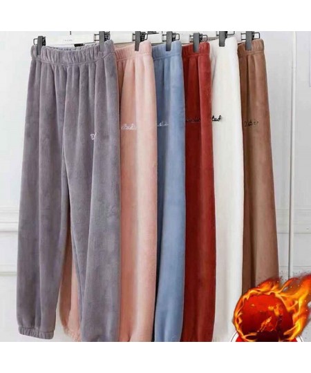 Lady Flannel Pants Women's Sleep Pajama Autumn Winter Warm Home Wear Casual Long Pant Pyjama 6 Colors Thick Trousers Sleepwea...