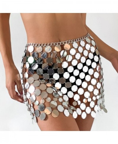 Shiny Plastics Sequins Belly Chain Disc Skirt for Women Sexy Waist Chain Dress Body jewelry Rave Festival Outfit $59.01 - Skirts