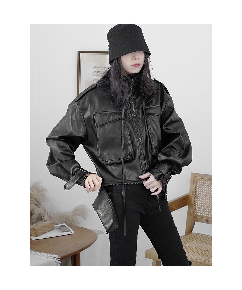 Black Gothic Pu Leather Coats And Jackets Women Long Sleeve Steampunk Streetwear Korean Style Outwear Feminino Harajuku $66.0...