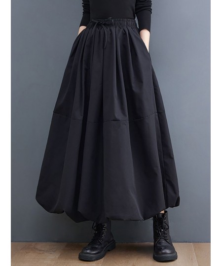 Women Long Skirts Autumn Midi Skirt Korean Style Lantern A-line Black Skirts High-Waisted Skirt Street Bottoms faldas mujer $...