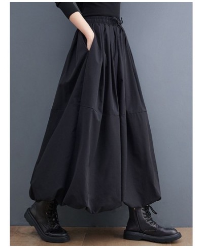 Women Long Skirts Autumn Midi Skirt Korean Style Lantern A-line Black Skirts High-Waisted Skirt Street Bottoms faldas mujer $...