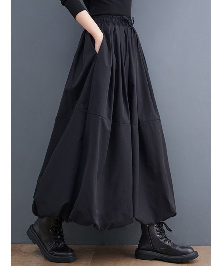 Women Long Skirts Autumn Midi Skirt Korean Style Lantern A-line Black Skirts High-Waisted Skirt Street Bottoms faldas mujer $...