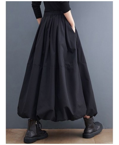 Women Long Skirts Autumn Midi Skirt Korean Style Lantern A-line Black Skirts High-Waisted Skirt Street Bottoms faldas mujer $...