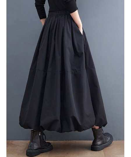 Women Long Skirts Autumn Midi Skirt Korean Style Lantern A-line Black Skirts High-Waisted Skirt Street Bottoms faldas mujer $...