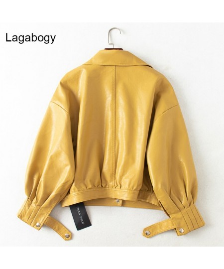 Women PU Leather Jacket Single Breasted Short Motorcycle Punk Coat Female Long Sleeve Loose Faux Leather Bomber Outwear $70.1...