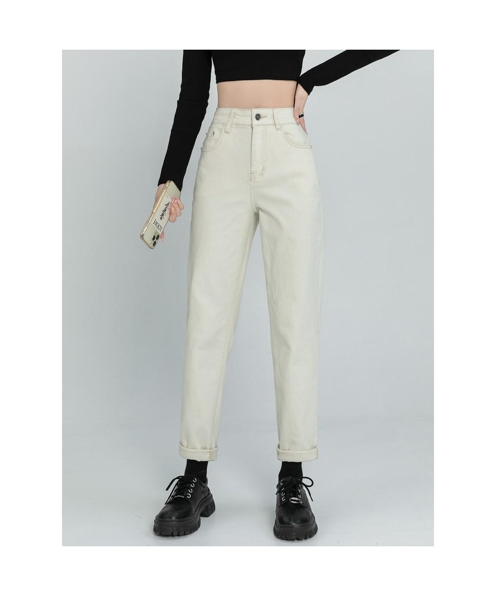 High Waist Elastic Denim Harem Pants Ladies Casual Vintage Wash Jeans Women Autumn Winter Brown Mom Jean Femme $49.43 - Jeans