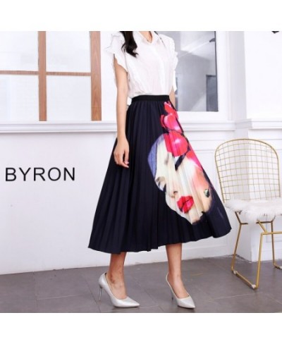 2023 Fashion Pleated Summer Skirts Womens Cartoon Indie Folk Print High Waist Strechy Midi Long Skirt Ladies Party Jupe Femme...