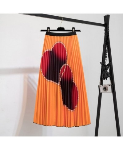 2023 Fashion Pleated Summer Skirts Womens Cartoon Indie Folk Print High Waist Strechy Midi Long Skirt Ladies Party Jupe Femme...