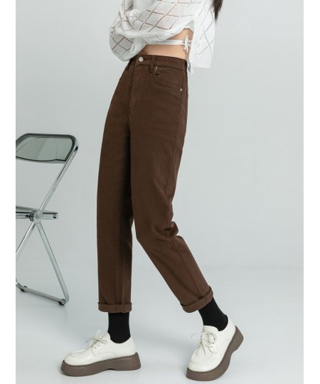 High Waist Elastic Denim Harem Pants Ladies Casual Vintage Wash Jeans Women Autumn Winter Brown Mom Jean Femme $49.43 - Jeans