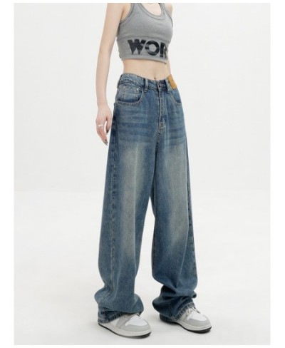 Streetwear Style Vintage High Waist Blue Straight Jeans Pants Harajuku Women's Wide Leg Baggy Y2K Denim Trouser Female Clothe...