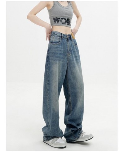 Streetwear Style Vintage High Waist Blue Straight Jeans Pants Harajuku Women's Wide Leg Baggy Y2K Denim Trouser Female Clothe...