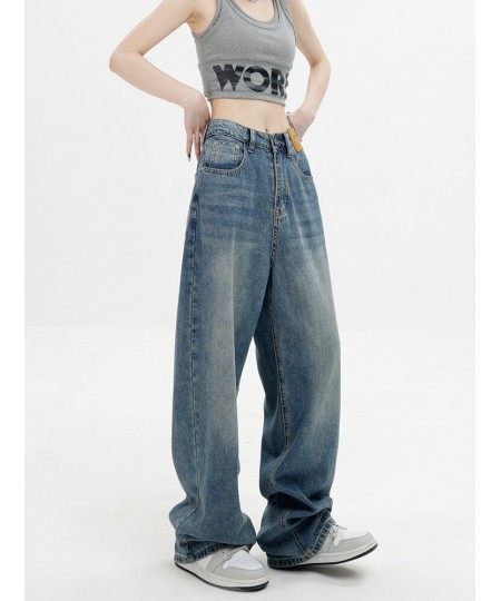 Streetwear Style Vintage High Waist Blue Straight Jeans Pants Harajuku Women's Wide Leg Baggy Y2K Denim Trouser Female Clothe...