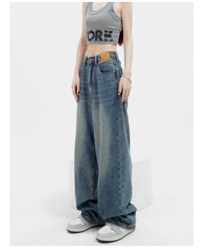 Streetwear Style Vintage High Waist Blue Straight Jeans Pants Harajuku Women's Wide Leg Baggy Y2K Denim Trouser Female Clothe...