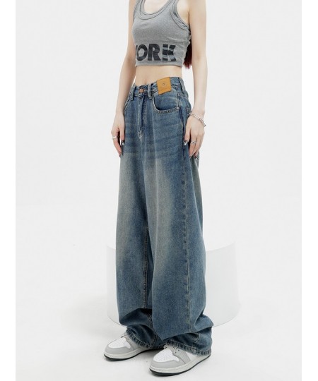 Streetwear Style Vintage High Waist Blue Straight Jeans Pants Harajuku Women's Wide Leg Baggy Y2K Denim Trouser Female Clothe...