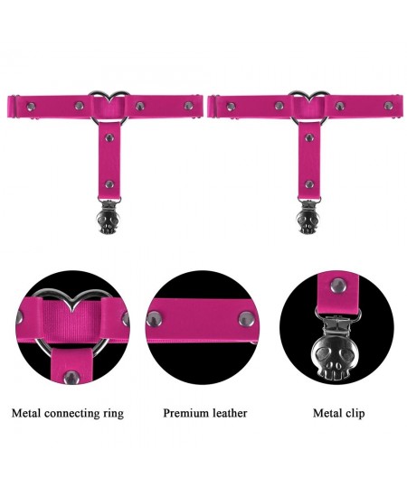 2PC Skull Harness Women Sexy Punk Goth Heart Leather Elastic Leg Thigh Bands Accessories Suspender Belt Stockings Clip Garter...