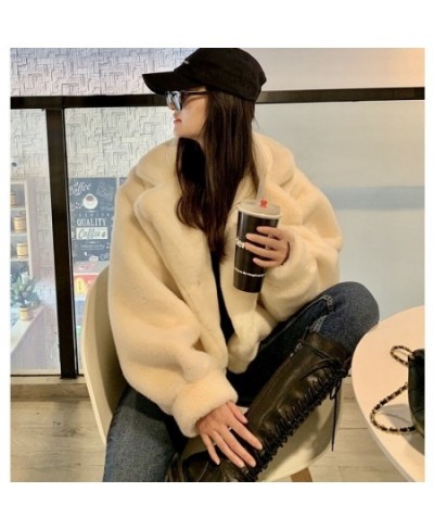 Women's Winter Fur Coat 2022 Loose Casual Thick Warm Short Faux Fur Coats Ladies Rabbit Fur White Pink Jacket for Women $73.3...