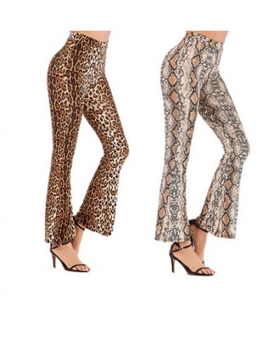 Women Autumn Snake Skin Print Flare Pants 2022 Fashion Wide Leg Sexy Party Club Long Pants Elastic Waist Bodycon Trousers Pan...