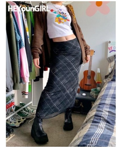 Vintage Plaid High Waist Y2K Skirt Women Skinny Mesh Short Skirt Double Layer Harajuku 90s Streetwear Summer 2023 $33.82 - Sk...