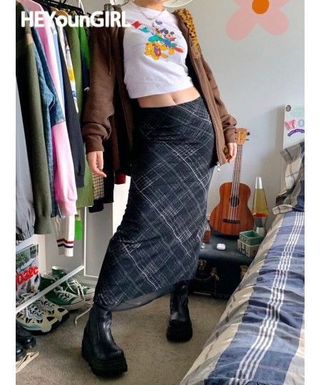 Vintage Plaid High Waist Y2K Skirt Women Skinny Mesh Short Skirt Double Layer Harajuku 90s Streetwear Summer 2023 $33.82 - Sk...