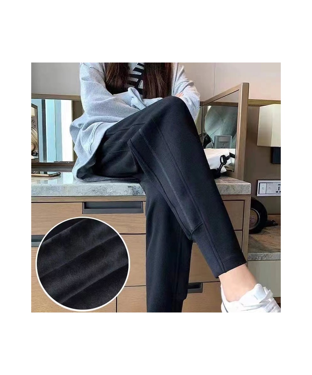 Autumn Winter 2022 Women Black Gray Sports Jogger Plush Sweatpants Casual High Waist Slim Female Trousers All Match Haren Pan...