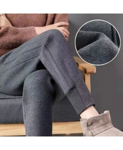 Autumn Winter 2022 Women Black Gray Sports Jogger Plush Sweatpants Casual High Waist Slim Female Trousers All Match Haren Pan...