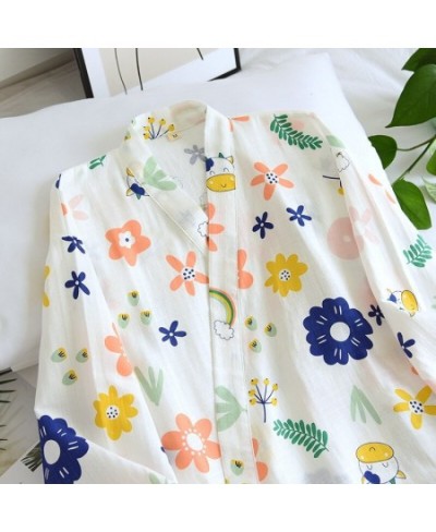 Summer 100% Cotton Thin Japanese Kimono Robes for Women Floral Printing Bathrobe Loose Casual Soft Absorb Sweat Sleep Tops 20...