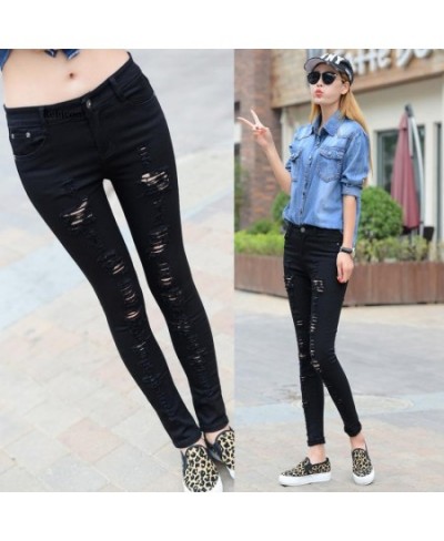 Low Rise Jeans Woman 2022 Ripped Sexy Low Waist Jeans Elastic Skinny Jeans Women Korean Fashion Pencil Denim Pants Black Whit...