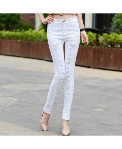 Low Rise Jeans Woman 2022 Ripped Sexy Low Waist Jeans Elastic Skinny Jeans Women Korean Fashion Pencil Denim Pants Black Whit...