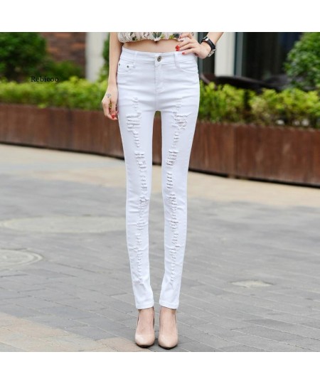 Low Rise Jeans Woman 2022 Ripped Sexy Low Waist Jeans Elastic Skinny Jeans Women Korean Fashion Pencil Denim Pants Black Whit...