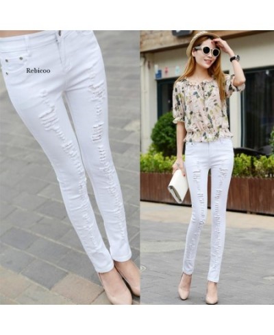 Low Rise Jeans Woman 2022 Ripped Sexy Low Waist Jeans Elastic Skinny Jeans Women Korean Fashion Pencil Denim Pants Black Whit...