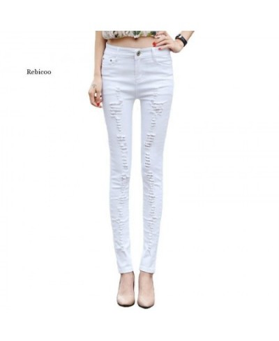 Low Rise Jeans Woman 2022 Ripped Sexy Low Waist Jeans Elastic Skinny Jeans Women Korean Fashion Pencil Denim Pants Black Whit...