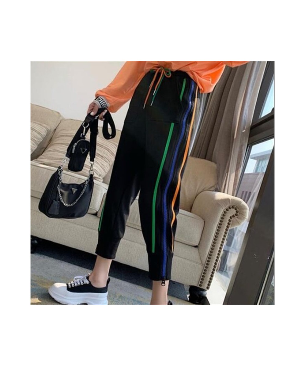 Joggers Women Elastic High Waist Harem Pants Streetwear Sweatpants for Women Casual Harajuku Rainbow Side Stripe Zipper Pants...