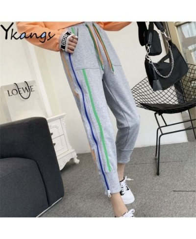 Joggers Women Elastic High Waist Harem Pants Streetwear Sweatpants for Women Casual Harajuku Rainbow Side Stripe Zipper Pants...