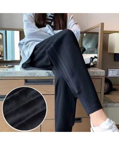 Autumn Winter 2022 Women Black Gray Sports Jogger Plush Sweatpants Casual High Waist Slim Female Trousers All Match Haren Pan...