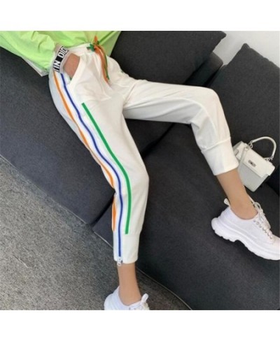 Joggers Women Elastic High Waist Harem Pants Streetwear Sweatpants for Women Casual Harajuku Rainbow Side Stripe Zipper Pants...