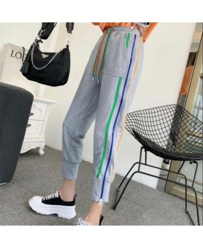 Joggers Women Elastic High Waist Harem Pants Streetwear Sweatpants for Women Casual Harajuku Rainbow Side Stripe Zipper Pants...