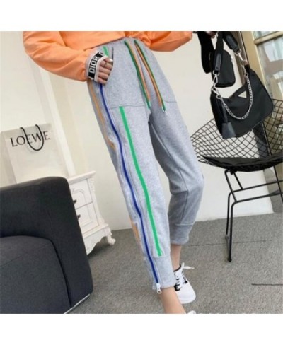 Joggers Women Elastic High Waist Harem Pants Streetwear Sweatpants for Women Casual Harajuku Rainbow Side Stripe Zipper Pants...