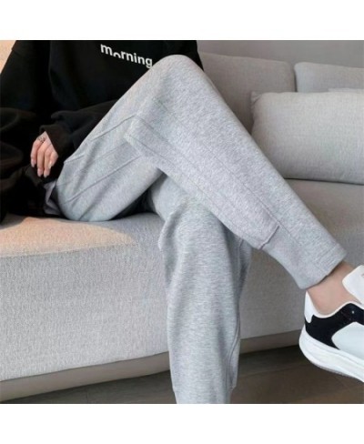 Autumn Winter 2022 Women Black Gray Sports Jogger Plush Sweatpants Casual High Waist Slim Female Trousers All Match Haren Pan...