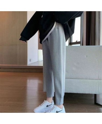 Autumn Winter 2022 Women Black Gray Sports Jogger Plush Sweatpants Casual High Waist Slim Female Trousers All Match Haren Pan...