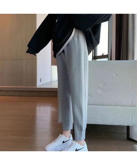 Autumn Winter 2022 Women Black Gray Sports Jogger Plush Sweatpants Casual High Waist Slim Female Trousers All Match Haren Pan...