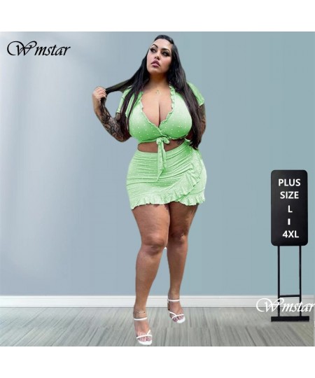 Plus Size Sexy Sets Mini Skirts Two Piece Outfits Crop Top and Skirt Elegant Solid Matching Suit Wholesale $38.22 - Plus Size...