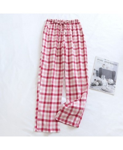 Spring Couples Cotton Gauze Sleep Pants Ladies Home Tie Pajama Pant Men's Bottom Pants Sleeping Pants Woman Pajama Bottoms $2...