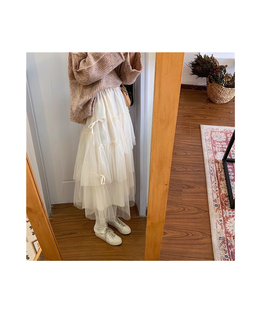 Mesh Mid-Calf Lace Up Fairy Skirt All-Match Kawaii Lady Korea Fashion Newst Elegant Faldas Voile Princess Dress Chic $29.48 -...