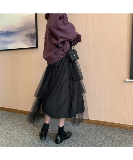 Mesh Mid-Calf Lace Up Fairy Skirt All-Match Kawaii Lady Korea Fashion Newst Elegant Faldas Voile Princess Dress Chic $29.48 -...