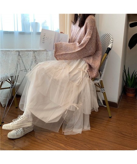 Mesh Mid-Calf Lace Up Fairy Skirt All-Match Kawaii Lady Korea Fashion Newst Elegant Faldas Voile Princess Dress Chic $29.48 -...