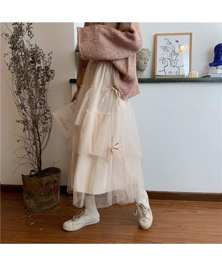 Mesh Mid-Calf Lace Up Fairy Skirt All-Match Kawaii Lady Korea Fashion Newst Elegant Faldas Voile Princess Dress Chic $29.48 -...